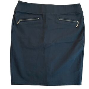 Liverpool Jeans Company Navy Stretchy Pencil Skirt with Zipper Accents